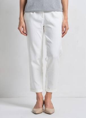 Pantalon 7/8 talie elastică mărime normală alb FRANK WALDER femeie