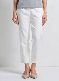 Pantalon 7/8 talie elastică mărime normală alb FRANK WALDER femeie