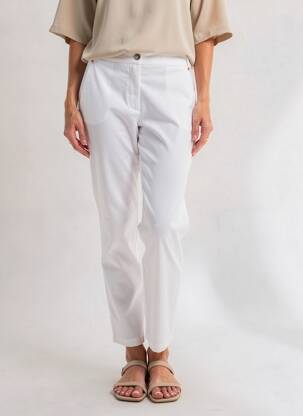 Pantalon chino țesătură poplin mărime normală alb TONI femeie