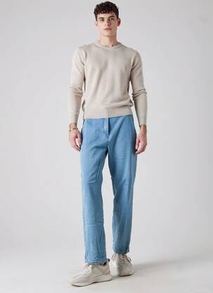 Pantalon chino țesătură poplin mărime normală albastru TONI femeie