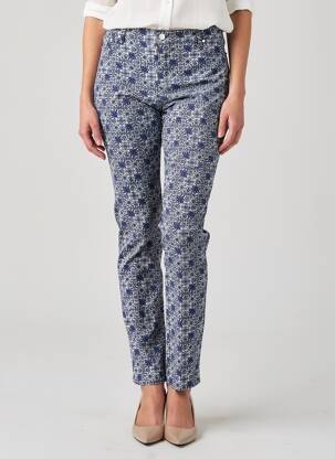 Pantalon slim țesătură poplin mărime normală albastru CONCEPT  K femeie