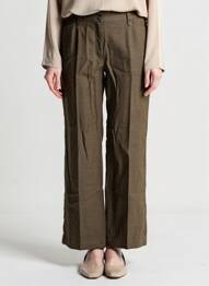 Pantalon drept închidere cu fermoar sub clapetă cu nasturi mărime normală verde OLSEN femeie