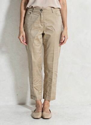 Pantalon chino țesătură poplin mărime normală bej TONI femeie