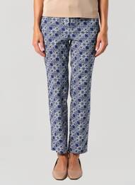 Pantalon slim țesătură poplin mărime normală albastru CONCEPT K femeie