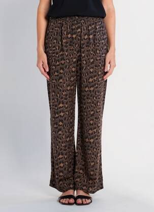 Pantalon larg țesătură poplin mărime normală maro SOYACONCEPT femeie