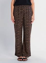 Pantalon larg țesătură poplin mărime normală maro SOYACONCEPT femeie