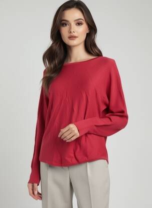 Pulover croială dreaptă mâneci lungi roșu SOYACONCEPT femeie