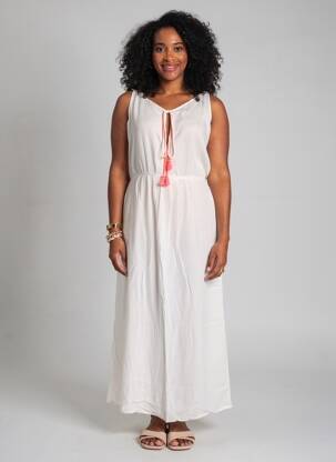 Rochie lungă fără mâneci fără mâneci alb HAPPY FEW femeie