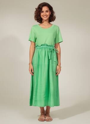 Rochie lungă mâneci scurte mâneci scurte verde GG LUXE femeie