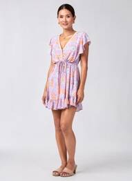 Rochie scurtă mâneci scurte mâneci scurte violet ISLA BONITA femeie
