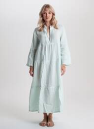 Rochie lungă țesătură crep mâneci 3/4 verde COUTURIST femeie