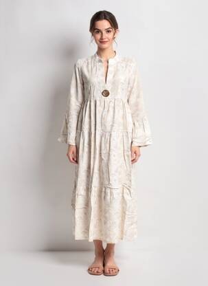 Rochie lungă mâneci lungi mâneci lungi bej COUTURIST femeie