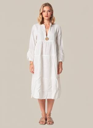 Rochie midi mâneci 3/4 mâneci 3/4 alb COUTURIST femeie