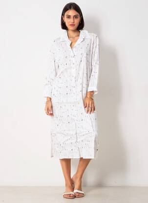 Rochie midi mâneci 3/4 mâneci 3/4 alb COUTURIST femeie