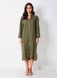 Rochie midi mâneci 3/4 mâneci 3/4 verde COUTURE-CLUB femeie