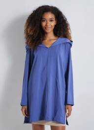 Tunică mâneci lungi guler în v albastru COUTURIST femeie
