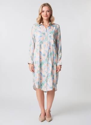 Rochie midi imprimeu fantezie mâneci lungi albastru COUTURIST femeie