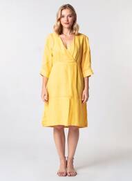 Rochie midi mâneci scurte mâneci scurte galben COUTURIST femeie