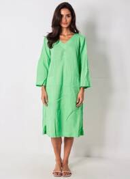 Rochie midi mâneci 3/4 mâneci 3/4 verde COUTURIST femeie