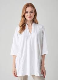 Tunică mâneci lungi guler în v alb COUTURIST femeie