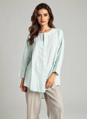 Tunică mâneci lungi țesătură crep verde COUTURIST femeie