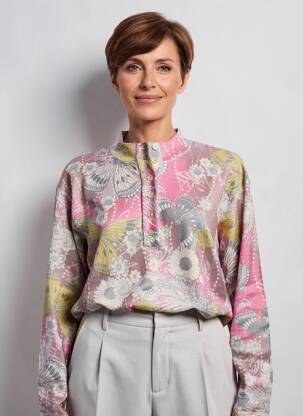 Pulover croială dreaptă mâneci lungi roz EDWIGE femeie