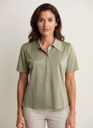 Polo croială cambrată mâneci scurte verde MONTAGUT femeie