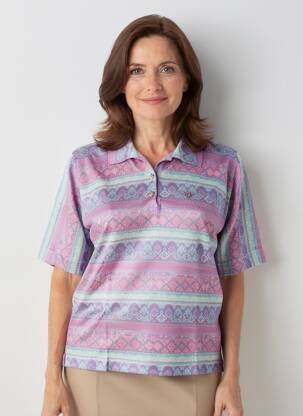 Polo croială dreaptă mâneci scurte violet GRIFFON femeie