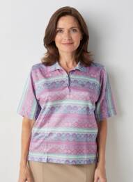 Polo croială dreaptă mâneci scurte violet GRIFFON femeie