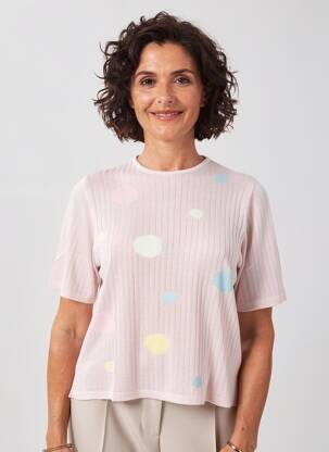 Tricou croială dreaptă mâneci scurte roz EDWIGE femeie