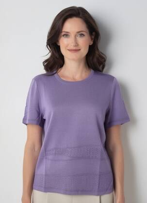 Tricou croială dreaptă mâneci scurte violet PAUPORTÉ femeie