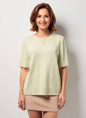 Pulover croială cambrată mâneci scurte verde RODAM femeie