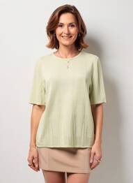 Pulover croială cambrată mâneci scurte verde RODAM femeie
