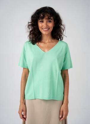 Pulover croială dreaptă mâneci scurte verde ESCORPION femeie