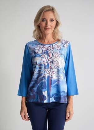 Tricou mâneci 3/4 mâneci 3/4 albastru RABE femeie
