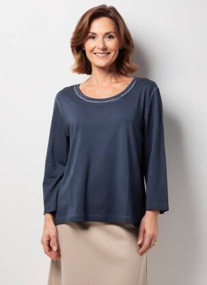Tricou mâneci 3/4 mâneci 3/4 albastru închis RABE femeie