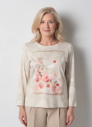 Tricou mâneci 3/4 mâneci 3/4 bej THOMAS RABE femeie