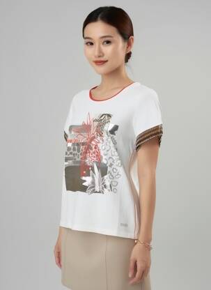 Tricou croială dreaptă mâneci scurte bej TUZZI femeie
