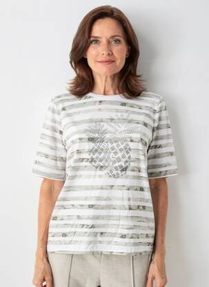 Tricou serigrafie cu strasuri mâneci scurte gri RABE femeie