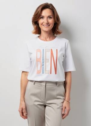 Tricou croială dreaptă mâneci scurte alb RABE femeie