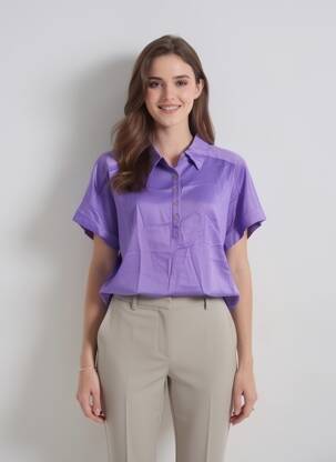 Polo croială dreaptă mâneci scurte violet COUTURIST femeie