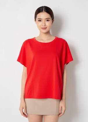 Tricou croială dreaptă mâneci scurte roșu COUTURIST femeie