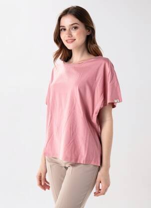Tricou croială dreaptă mâneci scurte roz COUTURIST femeie