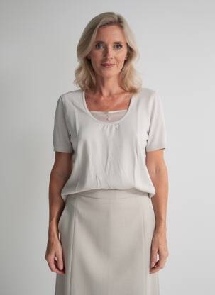 Tricou croială dreaptă mâneci scurte bej PAUPORTÉ femeie