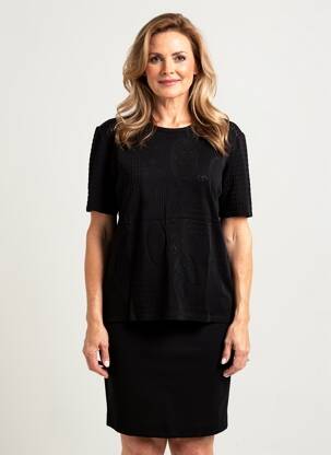 Tricou croială dreaptă mâneci scurte negru RODAM femeie