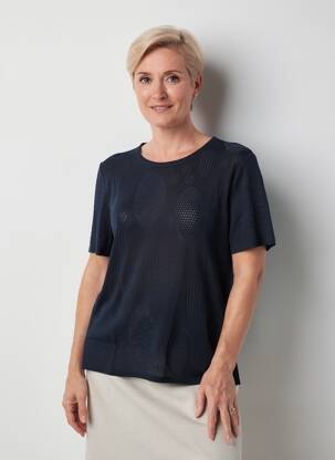 Tricou croială dreaptă mâneci scurte albastru RODAM femeie
