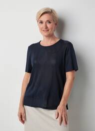 Tricou croială dreaptă mâneci scurte albastru RODAM femeie