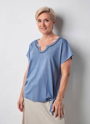 Tricou croială dreaptă mâneci scurte albastru OLSEN femeie