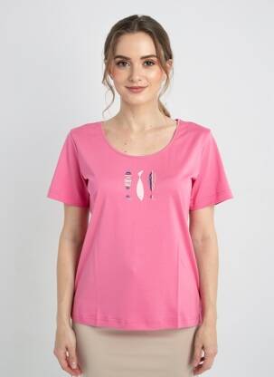 Tricou serigrafie flockată mâneci scurte roz ARMOR LUX femeie