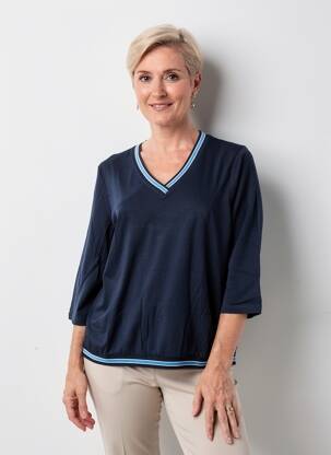 Tricou croială dreaptă mâneci scurte albastru OLSEN femeie